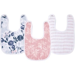 Aden + Anais™ Essentials Baumwoll-Musselin-Baby-Lätzchen Mit Druckknöpfen 3er-Pack Flowers Bloom