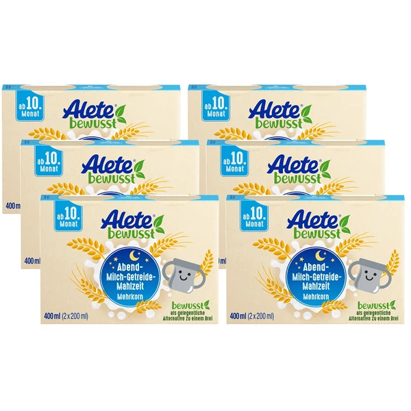 Alete Abend-Milch-Getreide-Mahlzeit Mehrkorn-Getreide 6 X 400 Ml (12 X 200 Ml) Ab Dem 10. Monat 3 Alete Abend-Milch-Getreide-Mahlzeit Mehrkorn-Getreide 6 X 400 Ml (12 X 200 Ml) Ab Dem 10. Monat