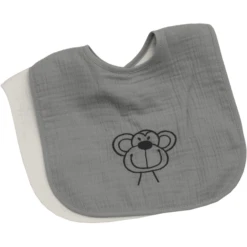 Be Be 's Collection Musselin Klettlätzchen 2er Pack Affe Grau