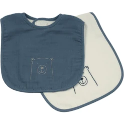 Be Be 's Collection Musselin Klettlätzchen 2er Pack Dunkelblau