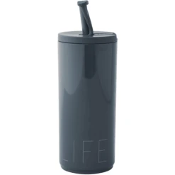 Design Letters Reisebecher Mit Strohhalm 500 Ml In Blau