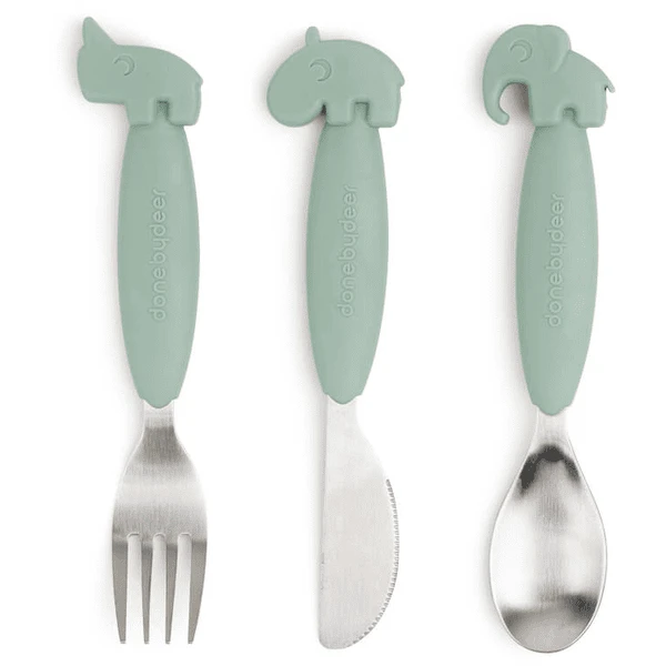 Done By Deer™ Besteck Easy Grip Deer Friends Grün 3 Done By Deer™ Besteck Easy Grip Deer Friends Grün