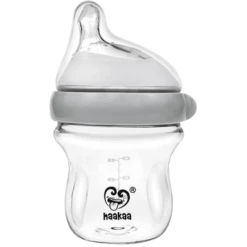 Haakaa® Babyflasche Schoppen Aus Glas, Generation 3 90 Ml In Grau