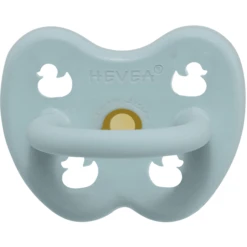HEVEA Schnuller - Naturkautschuk Baby Blue, Kiefergerecht, Ente (0-3 Mon.)
