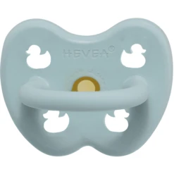 HEVEA Schnuller - Naturkautschuk Baby Blue, Rund, Ente (0-3 Mon.)