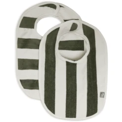 Jollein 2-er Pack Lätzchen Stripe Frottee Leaf Green