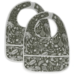 Jollein 2-er Pack Lätzchen Wasserdicht Botanical Leaf Green