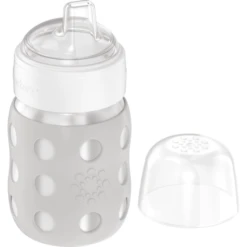 Lifefactory Baby-Weithalsflasche 235 Ml Mit Soft Sippy Cap, Cool Grey