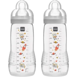 MAM Babyflasche Easy Active™ 330 Ml, Weltall Grau Im Doppelpack