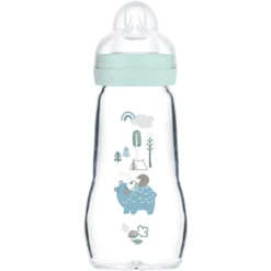 MAM Glasflasche Feel Good 260 Ml Ab 0 Monaten Bär/Igel Sage