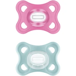 MAM Schnuller Comfort Silikon, 0-6 Mon., 2 Stk, Pink + Mint