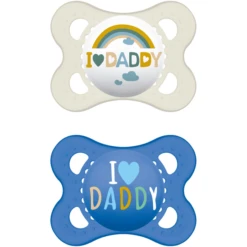 MAM Schnuller Original Love Daddy Aus Silikon 0 - 6 Monate, Blau/beige