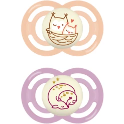 MAM Schnuller Perfect Night Silikon Ab Dem 16. Monat Eule/Reh Rosa/lila, 2 Stück