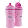 Nuby Nûby Trinkhalmflasche Und Trinkflasche Mit Pop-Up Verschluss 360ml Kombipack Ab 18 Monate, Pink