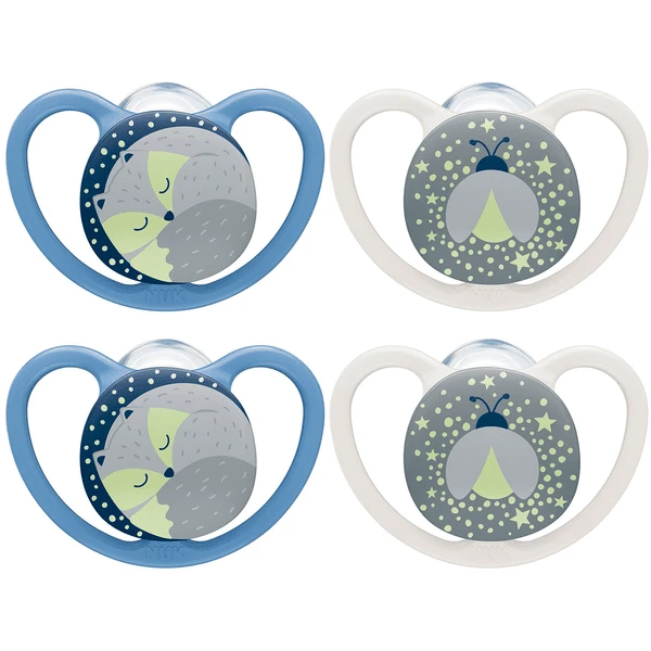 NUK Nachtschnuller Space Gr. 1, 0 - 6 Monate Silikon, Fuchs & Glühwürmchen, 4 Stück 3 NUK Nachtschnuller Space Gr. 1, 0 - 6 Monate Silikon, Fuchs & Glühwürmchen, 4 Stück