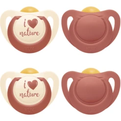 NUK Schnuller For Nature Latex 0-6 Monate, Rot Im 4er-Set