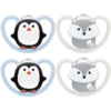 NUK Schnuller Space Gr. 1, 0 - 6 Monate Silikon Pinguin/Fuchs, 4 Stück