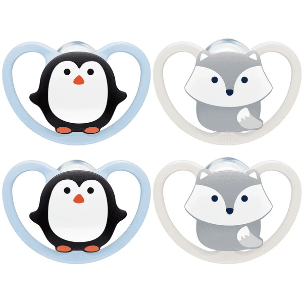 NUK Schnuller Space Gr. 1, 0 - 6 Monate Silikon Pinguin/Fuchs, 4 Stück 3 NUK Schnuller Space Gr. 1, 0 - 6 Monate Silikon Pinguin/Fuchs, 4 Stück