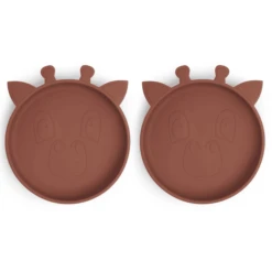 Nuuroo Silikonteller Akila Giraffe 2 Stück, Mahogany