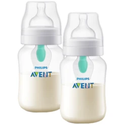 Philips Avent Flasche Anti-Kolik SCF813/14 Inkl. AirFree Ventil, 260ml, 2 Stück, Transparent