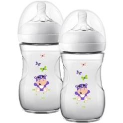 Philips Avent Natural Flasche SCF070/22, 260ml, 2 Stück, Hippo