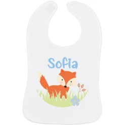 Schnullireich Baby Lätzchen Mit Namen Fuchs Woody Weiß