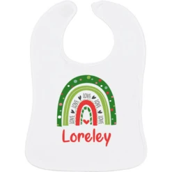 Schnullireich Baby Lätzchen Mit Namen Love Regenbogen (Mädchen) Weiß