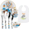 Schnullireich Geschenkset Mit Namen Friends: Puresigns Kinderbesteck + Geschirr + Lätzchen Silber -Babynahrung schnullireich geschenkset mit namen friends puresigns kinderbesteck geschirr laetzchen silber a405711