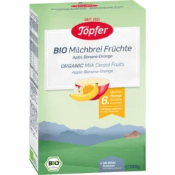 Töpfer Milchbrei Früchte Apfel-Banane-Orange Bio 200 G Ab Dem 6. Monat